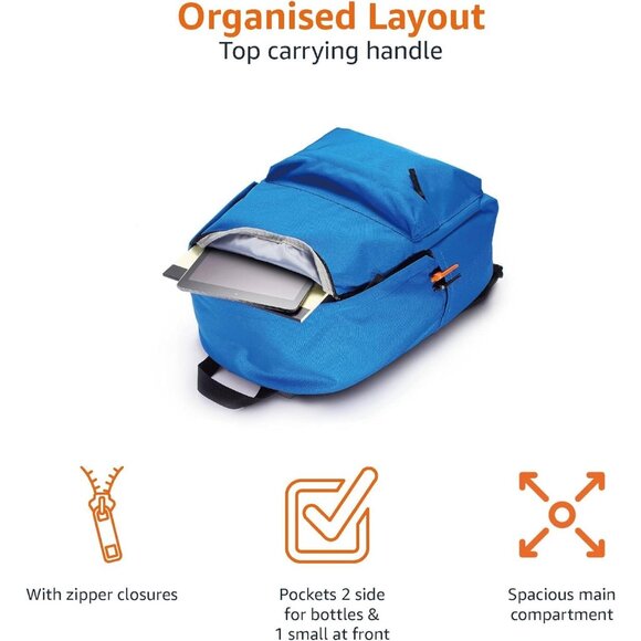 🆕 Men Blue Classic School Lightweight Durable Featuring Adjustable Top Backpack - Picture 5 of 7